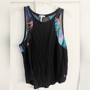 Victoria's Secret Black Tank Top with Tropical Print. Size Large